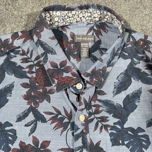 Van Heusen Hawaiian Aloha Blue Floral Pineapple Shirt Men’s XL